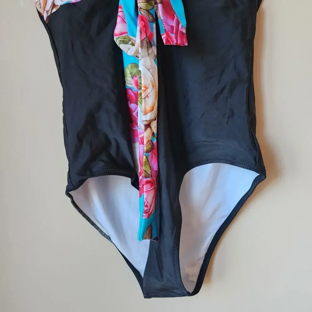 Cupshe Bathing Suit Womens Size Medium One Piece Swim Suit Floral Halter - Picture 3 of 10